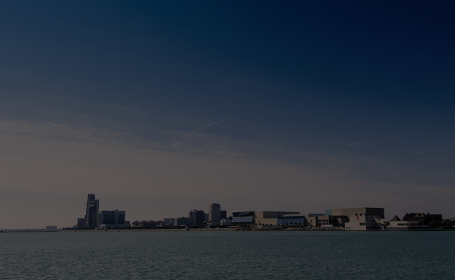 Corpus Christi skyline form the water